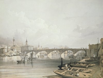 London Bridge, van boven de brug, gegraveerd door William Simpson (1823-99), uitgegeven 1852 door Lloyd Bros. en Co. door Edmund Walker